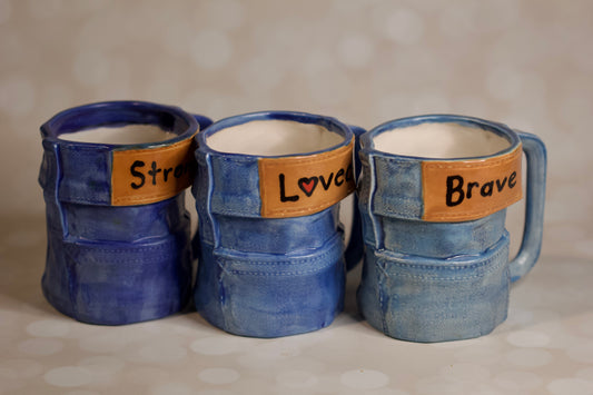 Handmade Jean Mug Ceramic Denim Coffee Mug
