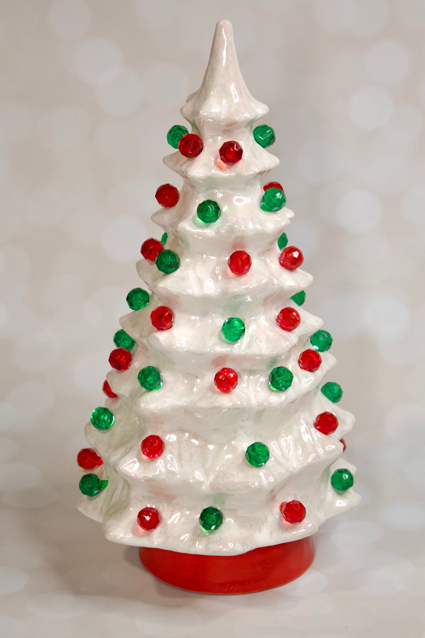 Vintage 1966 White Mother of Pearl Ceramic Christmas Tree