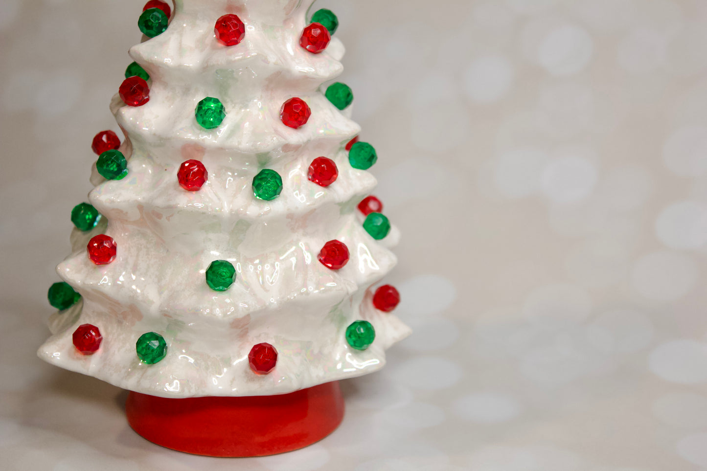 Vintage 1966 White Mother of Pearl Ceramic Christmas Tree