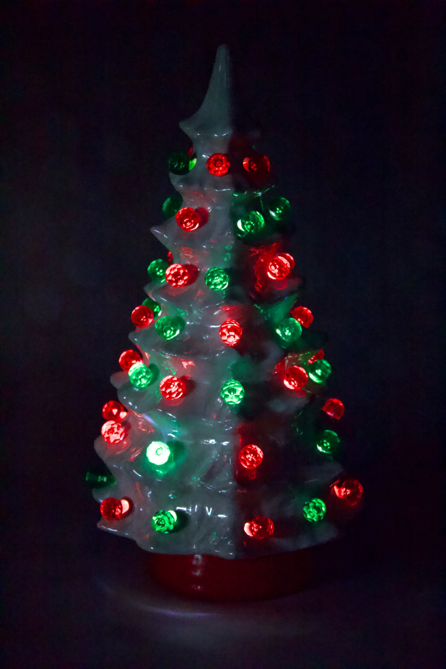 Vintage 1966 White Mother of Pearl Ceramic Christmas Tree