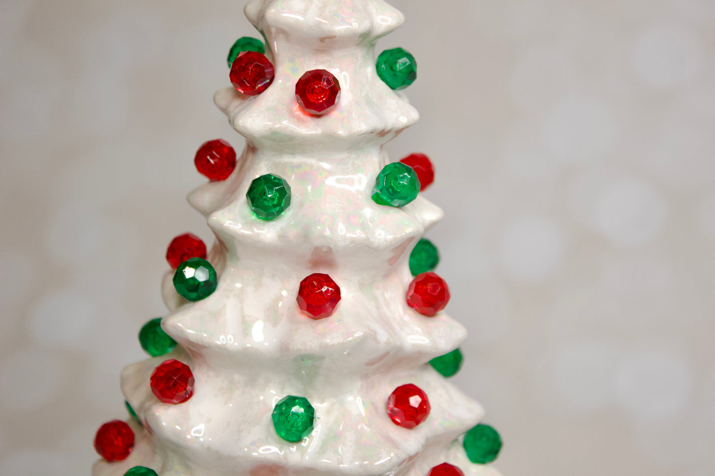 Vintage 1966 White Mother of Pearl Ceramic Christmas Tree