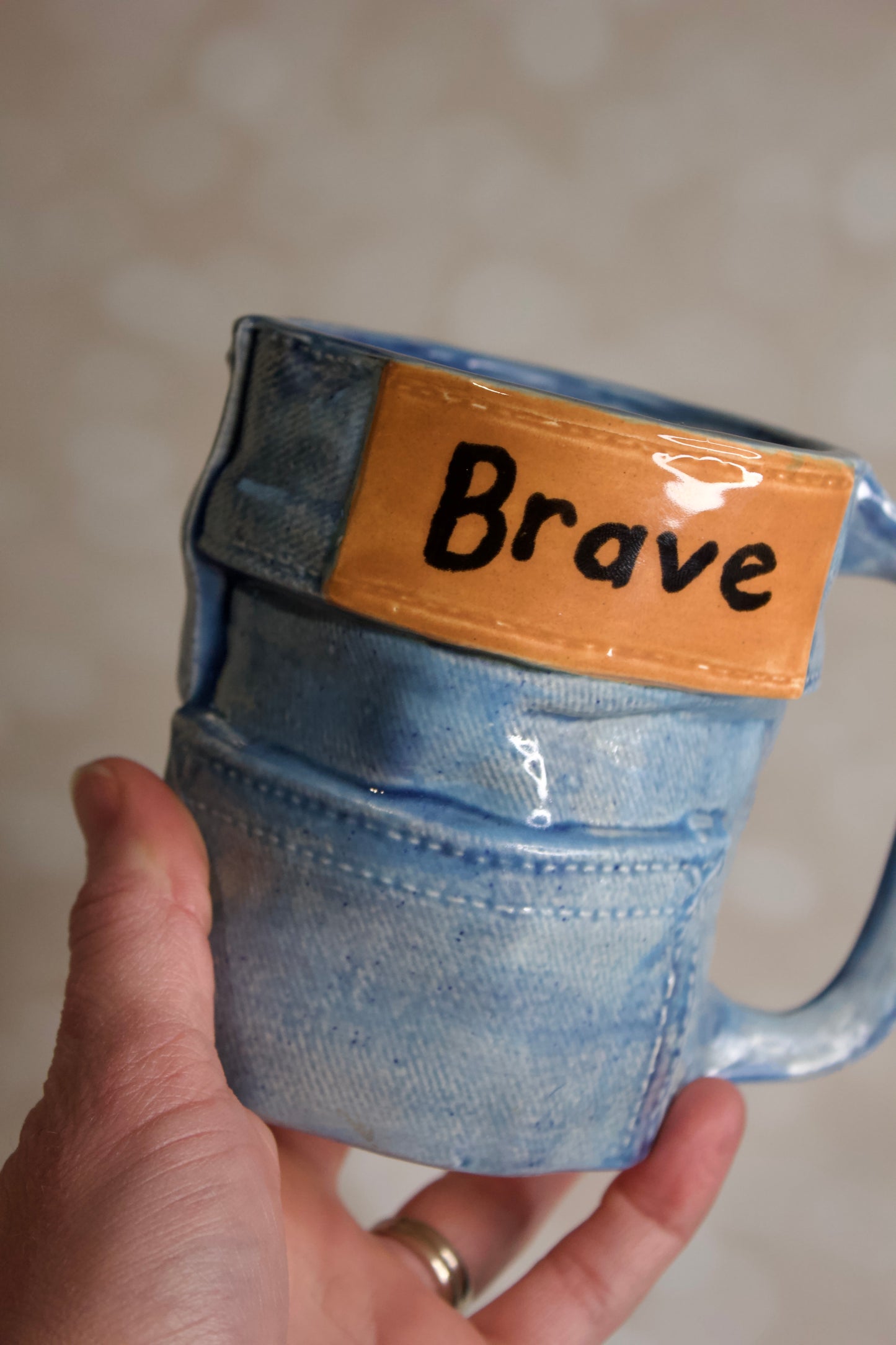 Handmade Jean Mug Ceramic Denim Coffee Mug