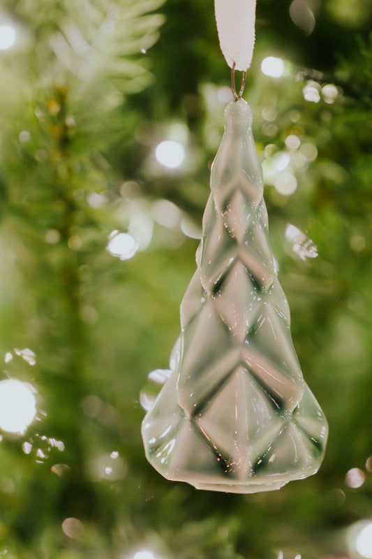 Wintergreen Faceted Tree Ornament With Velvet Tie